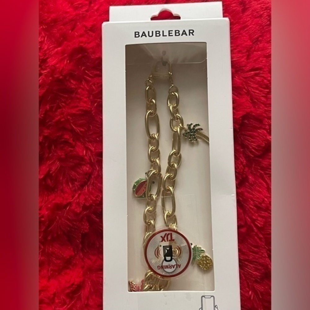 BaubleBar Gold Phone Charm Wristlet with Fun Accents